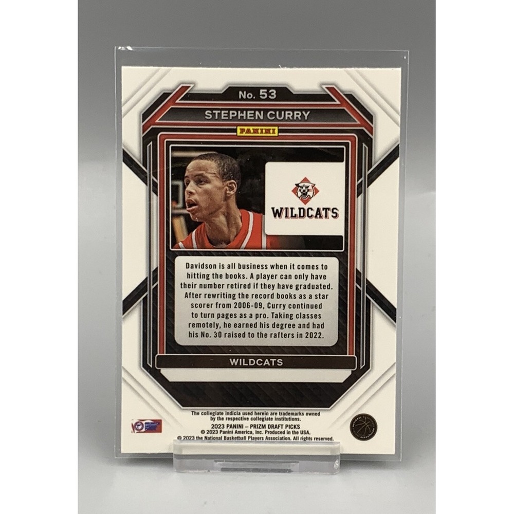 2023 Panini Prizm Draft Picks Basketball Stephen Curry #53 Davidson Wildcats - Picture 2 of 3